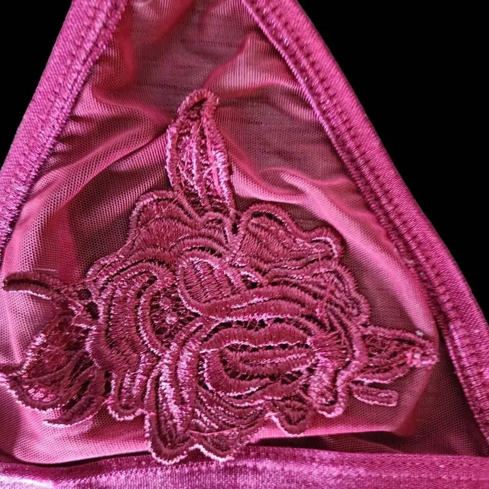 Urban Outfitters Out From Under Rose Appliqué Mesh Bralette Womens SZ‎ Small
